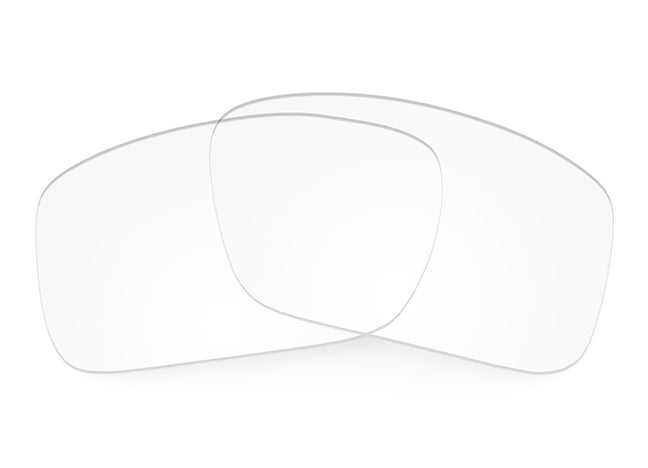 Two Crystal Clear with Anti-Fog Sunglass lenses laid on top of each other.