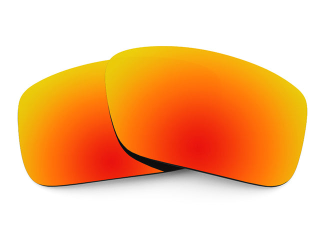 Two Fire Red Sunglass lenses laid on top of each other.
